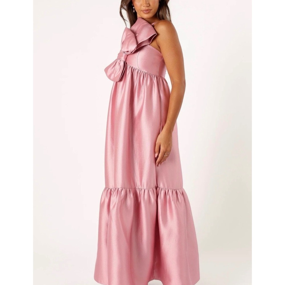 Petal and Pup Betina Bow Front Maxi Dress Dusty Rose Pink One Shoulder Size M
